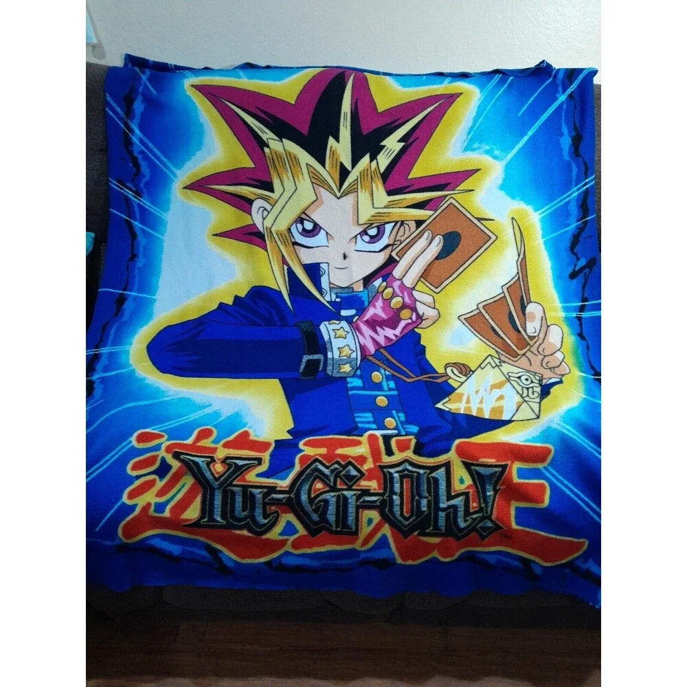 Vintage YU-GI-OH Anime Throw Blanket 1996 Y2K  Spellout Soft Fleece 48”x 64